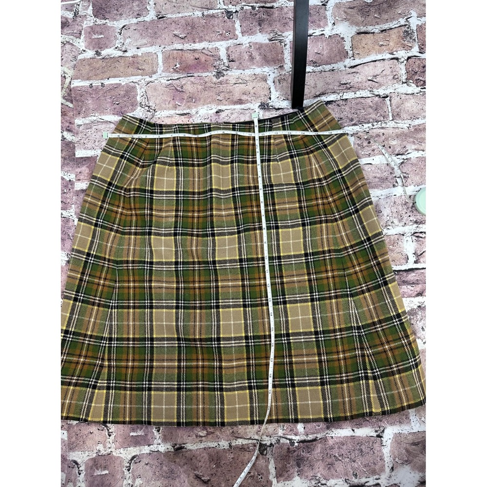 Vintage Pendleton Green Plaid Wool Skirt High Waisted A-Line Size 18 Flawed Prep - Picture 10 of 12